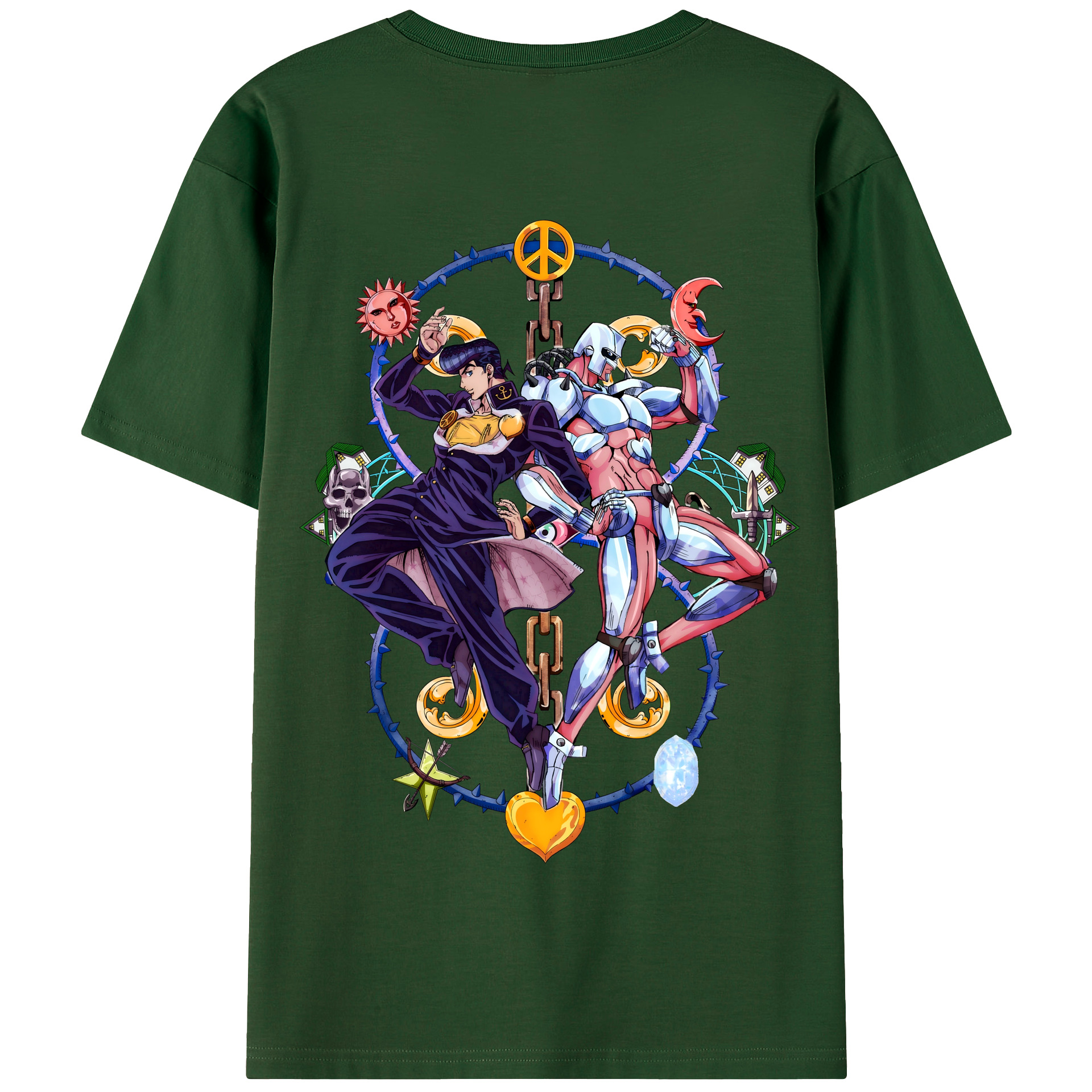 （画像用） ジョジョの奇妙な冒険 ひがしかた じょうすけ JoJo's Bizarre Adventure Higashikata Josuke 綿100％半袖Tシャツ（背面プリント）